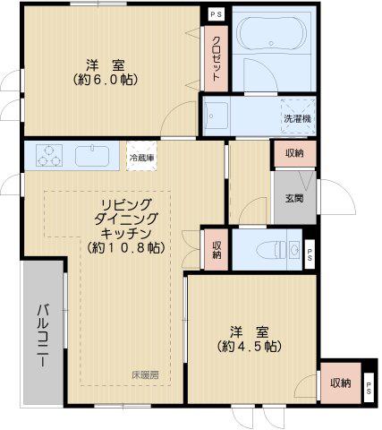グリーンヒル白山(2LDK/1階)の間取り写真
