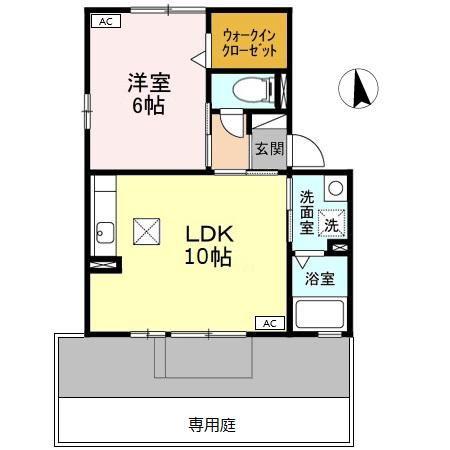 ホープMI・III(1LDK/1階)の間取り写真