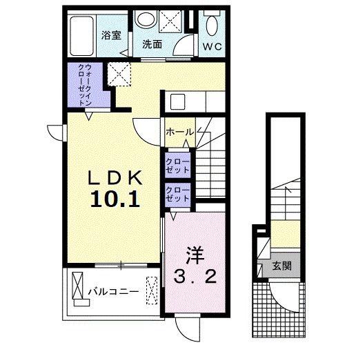 アドニス(1LDK/2階)の間取り写真