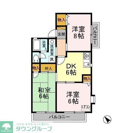 グランドサン壱弐参伍(3DK/2階)の間取り写真