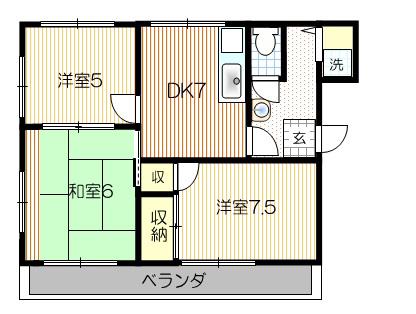 シャルマンA(3DK/2階)の間取り写真