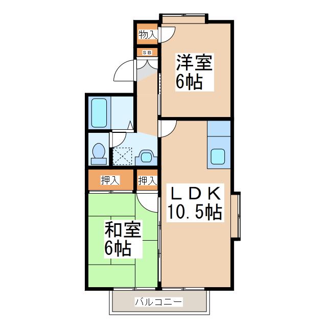 セジュールそれいゆ(2LDK/2階)の間取り写真