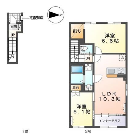 ヴィラ ステートリー(2LDK/2階)の間取り写真