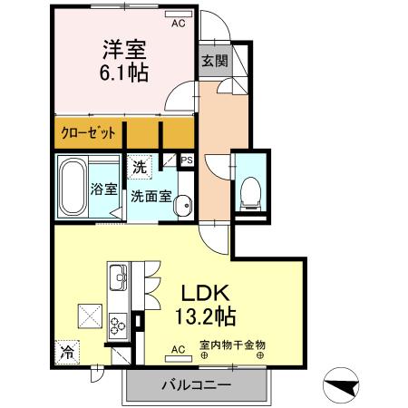 シャルモント(1LDK/1階)の間取り写真