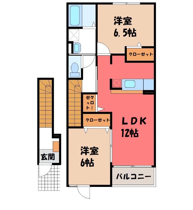 ベルフィオーレII(2LDK/2階)の間取り写真