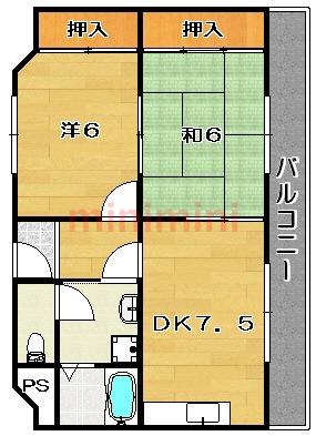南茨木アネックス(2DK/3階)の間取り写真