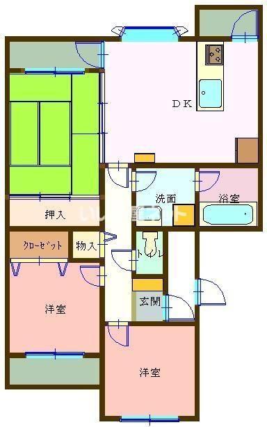 ルイシャトレ希望が丘(3DK/3階)の間取り写真