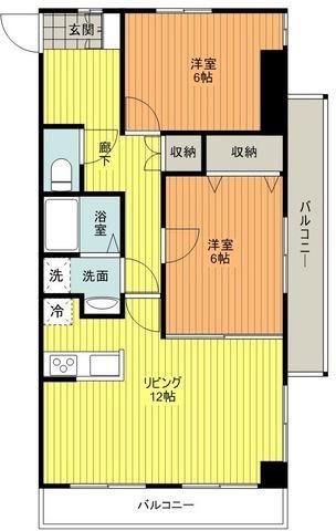 グリーンライト(2LDK/4階)の間取り写真