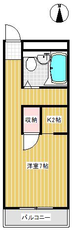 ラフォーレ白山(1K/2階)の間取り写真