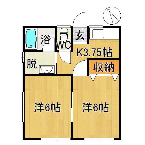 メゾングラシアス(2K/2階)の間取り写真