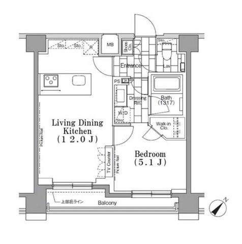 ONE ROOF FLAT TSUKISHIMAワンルーフフラット月島(1LDK/8階)の間取り写真