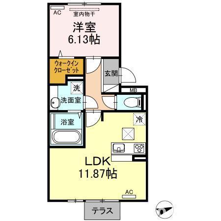 KS・I(1LDK/1階)の間取り写真