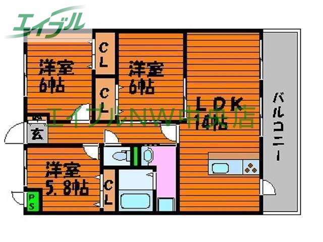 ラ・パティオ(3LDK/6階)の間取り写真