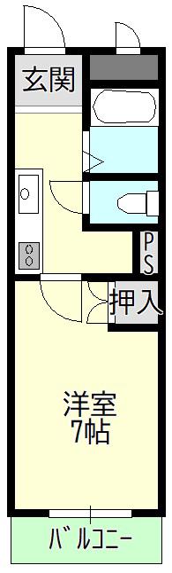 エスペランサ城土(1K/2階)の間取り写真
