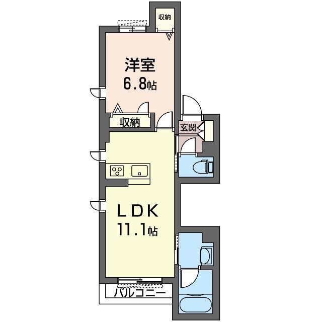 ポルトボヌール(1LDK/1階)の間取り写真