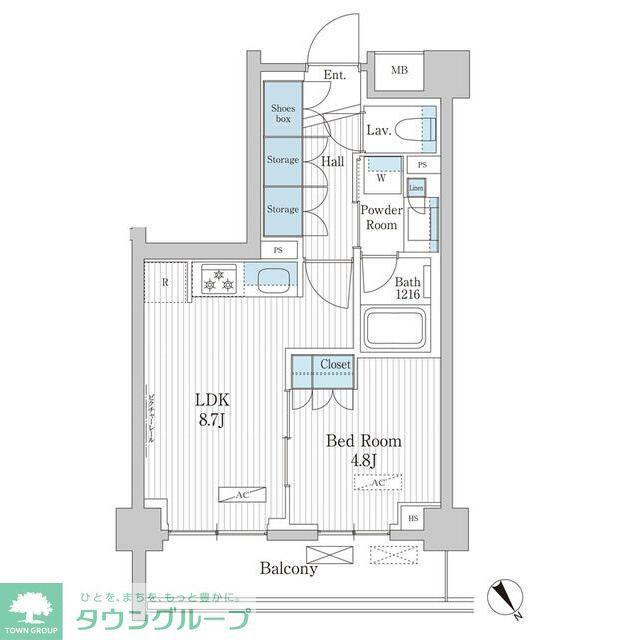 パークアクシス門前仲町テラス(1LDK/5階)の間取り写真