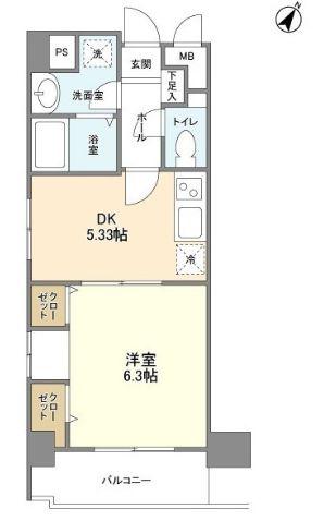 GRAN RIO(1DK/2階)の間取り写真