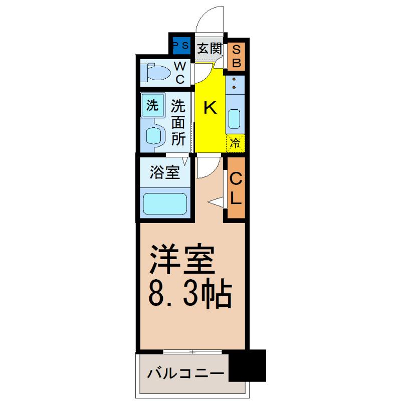 パルティール名駅北(1K/9階)の間取り写真