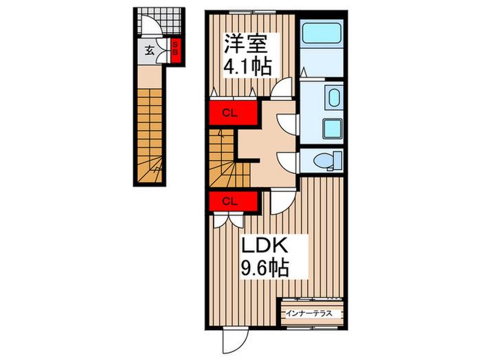 川口市大字安行領根岸(1LDK/2階)の間取り写真