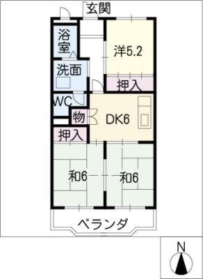 アメニティハウス(2LDK/2階)の間取り写真