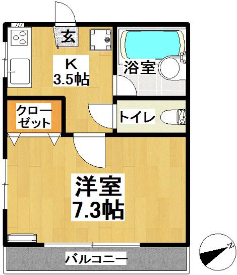 イイジマハイツ(1K/1階)の間取り写真
