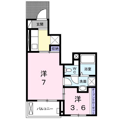 コートハウス安塚II(2K/1階)の間取り写真