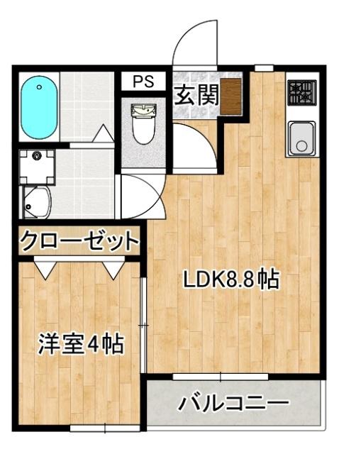ACERO木風(1LDK/2階)の間取り写真
