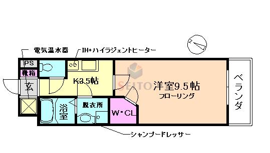 BOSTON HOUSE(1K/1階)の間取り写真