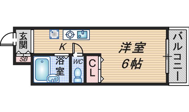 ホリーコート(ワンルーム/3階)の間取り写真