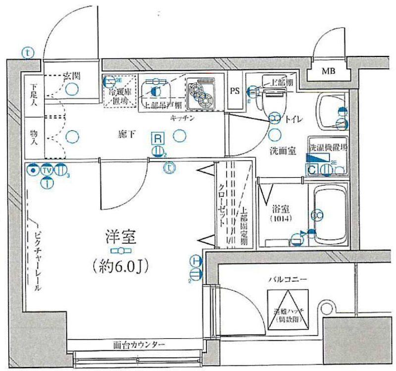 レグラス横浜西口(1K/4階)の間取り写真