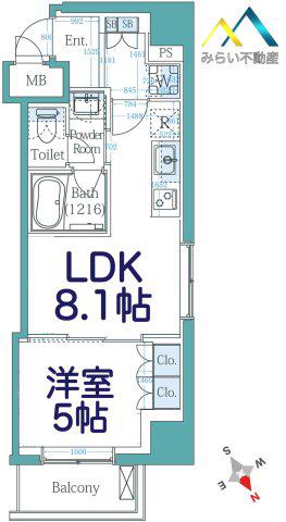 SANKYO YOKOHAMA CAMPUS(1LDK/9階)の間取り写真