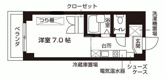 アブレスト東山本町(1K/5階)の間取り写真