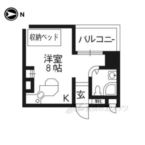 ラ・パルフェ・ド・レジェール(ワンルーム/2階)の間取り写真