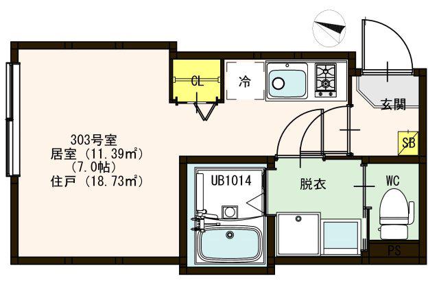 クラシア立石(ワンルーム/3階)の間取り写真