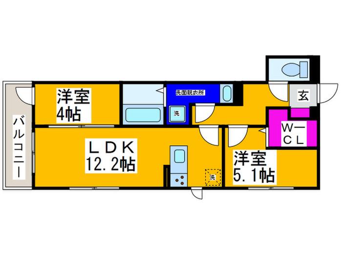 エスポワール古市(2LDK/1階)の間取り写真