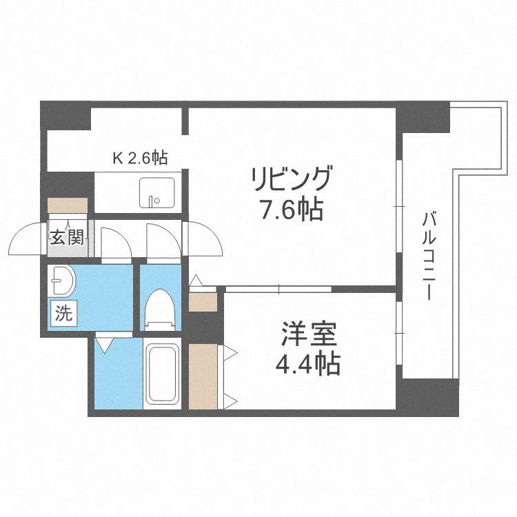 レジディア札幌駅前(1LDK/6階)の間取り写真