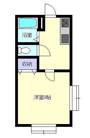 ヤングリーフ(1K/2階)の間取り写真