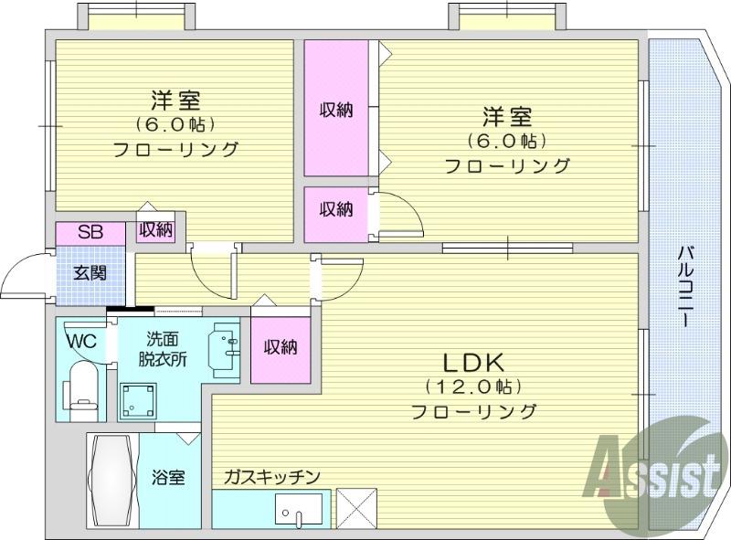ベルフラワー(2LDK/2階)の間取り写真