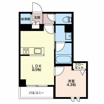 メゾン ド カナワ(1LDK/3階)の間取り写真