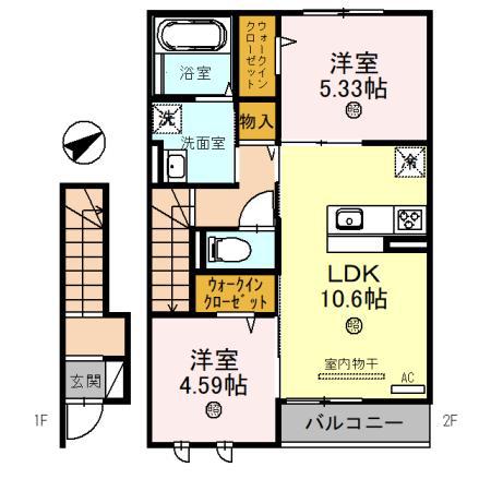 グレイスコーポV(2LDK/2階)の間取り写真