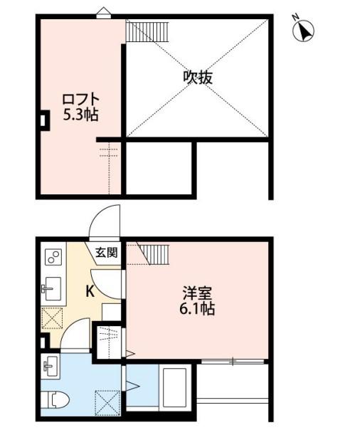 アリーヴィオ東大宮(1K/2階)の間取り写真
