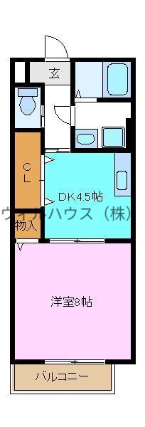 ヒルズシンシア1(1DK/1階)の間取り写真