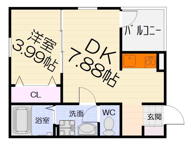 FSTYLE西取石3号館(1LDK/2階)の間取り写真
