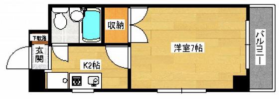 アベニュー西山(1K/5階)の間取り写真