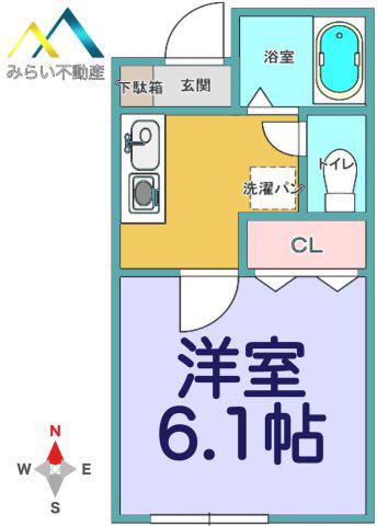 リーズ桜ヶ丘(1K/1階)の間取り写真