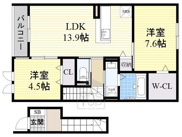 サンシャインホームズ3(2LDK/2階)の間取り写真