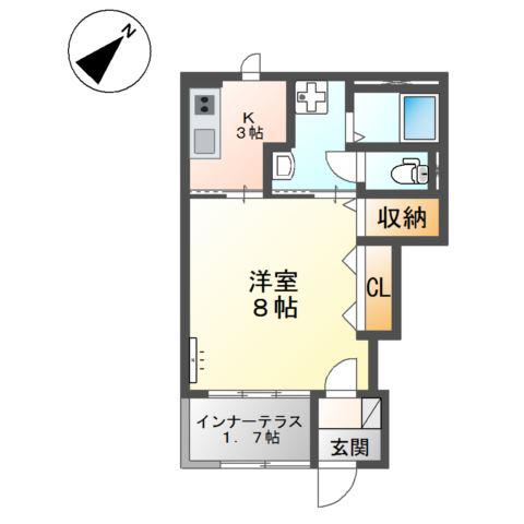 伊勢鉄道 鈴鹿サーキット稲生駅 徒歩18分 2階建 築3年(1K/1階)の間取り写真