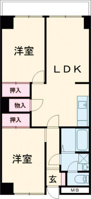 ユトリロ下地3(2LDK/6階)の間取り写真