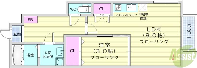 フォレスタヒルズB(1LDK/1階)の間取り写真