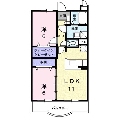 アメニティ三恵(2LDK/2階)の間取り写真